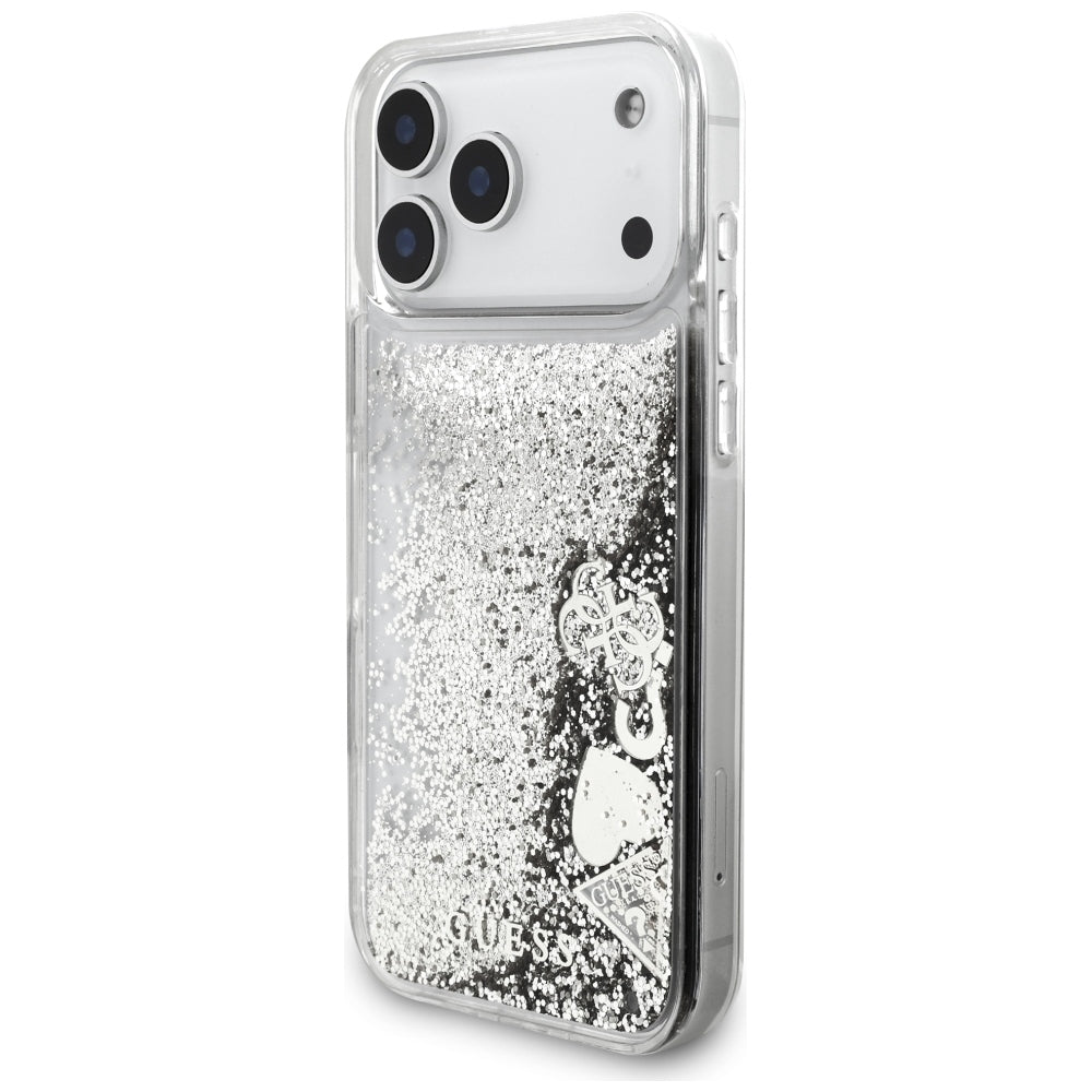 Husă Guess Liquid Glitter Charms pentru iPhone 17 Pro Max – argintiu (GUHCP18XGLHFLSI) — imagine 2