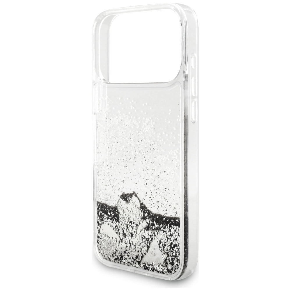 Husă Guess Liquid Glitter Charms pentru iPhone 17 Pro Max – argintiu (GUHCP18XGLHFLSI) — imagine 5
