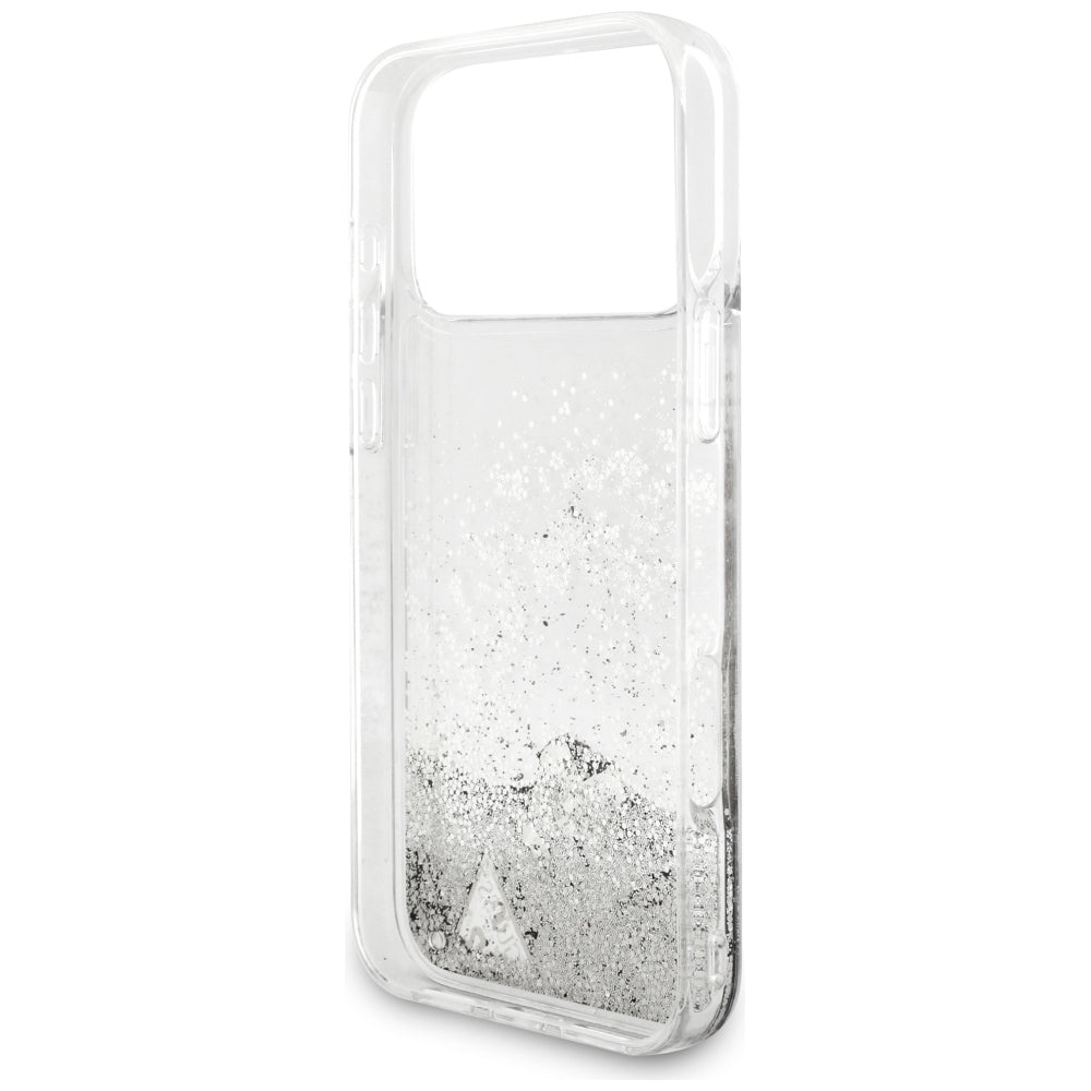 Husă Guess Liquid Glitter Charms pentru iPhone 17 Pro Max – argintiu (GUHCP18XGLHFLSI) — imagine 6