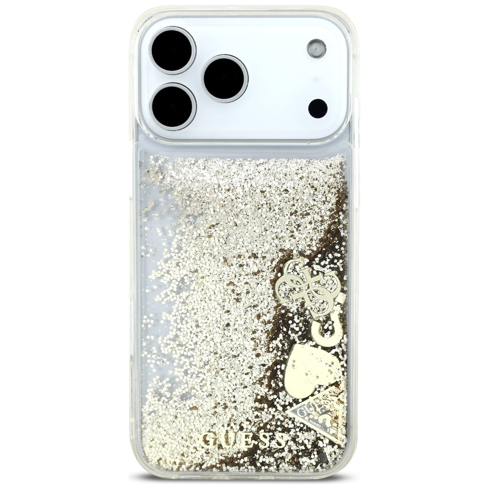 Husă Guess Liquid Glitter Charms pentru iPhone 17 Pro Max – auriu (GUHCP18XGLHFLGO) — imagine 3