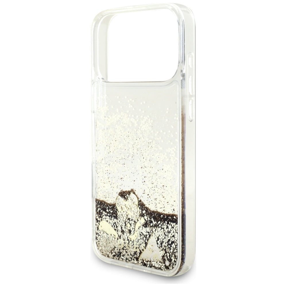 Husă Guess Liquid Glitter Charms pentru iPhone 17 Pro Max – auriu (GUHCP18XGLHFLGO) — imagine 5
