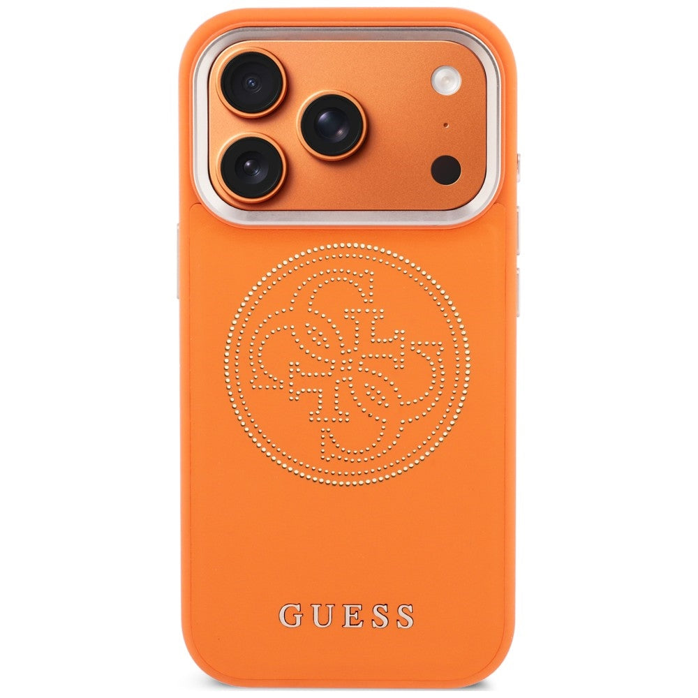 Husă Guess Leather Perforated 4G MagSafe pentru iPhone 17 Pro Max – portocaliu — imagine 3