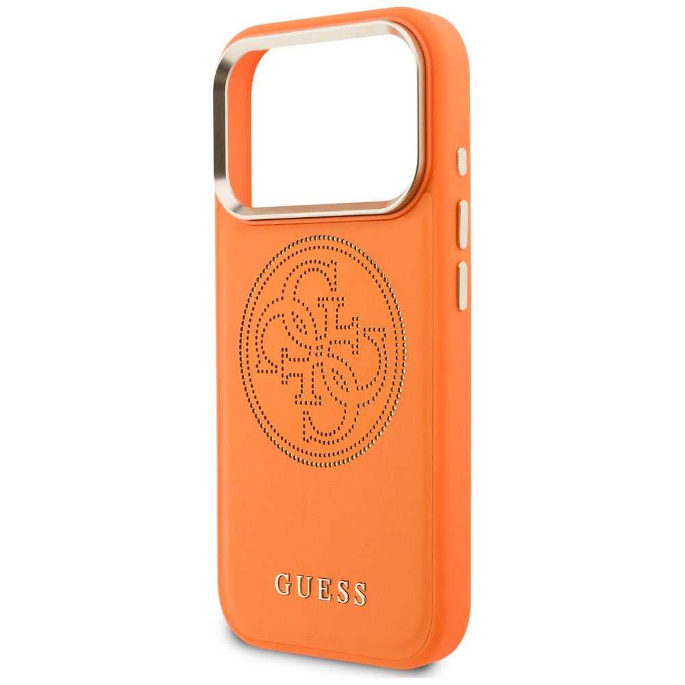 Husă Guess Leather Perforated 4G MagSafe pentru iPhone 17 Pro Max – portocaliu — imagine 5