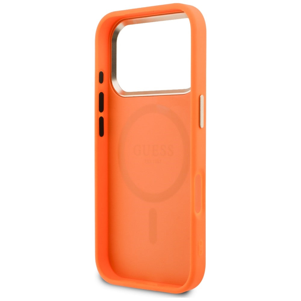 Husă Guess Leather Perforated 4G MagSafe pentru iPhone 17 Pro Max – portocaliu — imagine 6