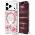 Husă Guess Resin Flowers and Glitter MagSafe pentru iPhone 17 Pro Max – roz (GUHMP18XRBFGFGMP) — imagine 1