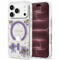 Husă Guess Resin Flowers and Glitter MagSafe pentru iPhone 17 Pro Max – mov (GUHMP18XRBFGFGMU) — imagine 1
