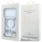 Husă Guess Resin Flowers and Glitter MagSafe pentru iPhone 17 Pro Max – mov (GUHMP18XRBFGFGMU) — imagine 7