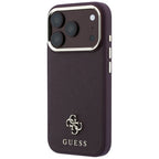 Husă Guess Saffiano Small 4G Classic MagSafe pentru iPhone 17 Pro Max – burgundy — imagine 4