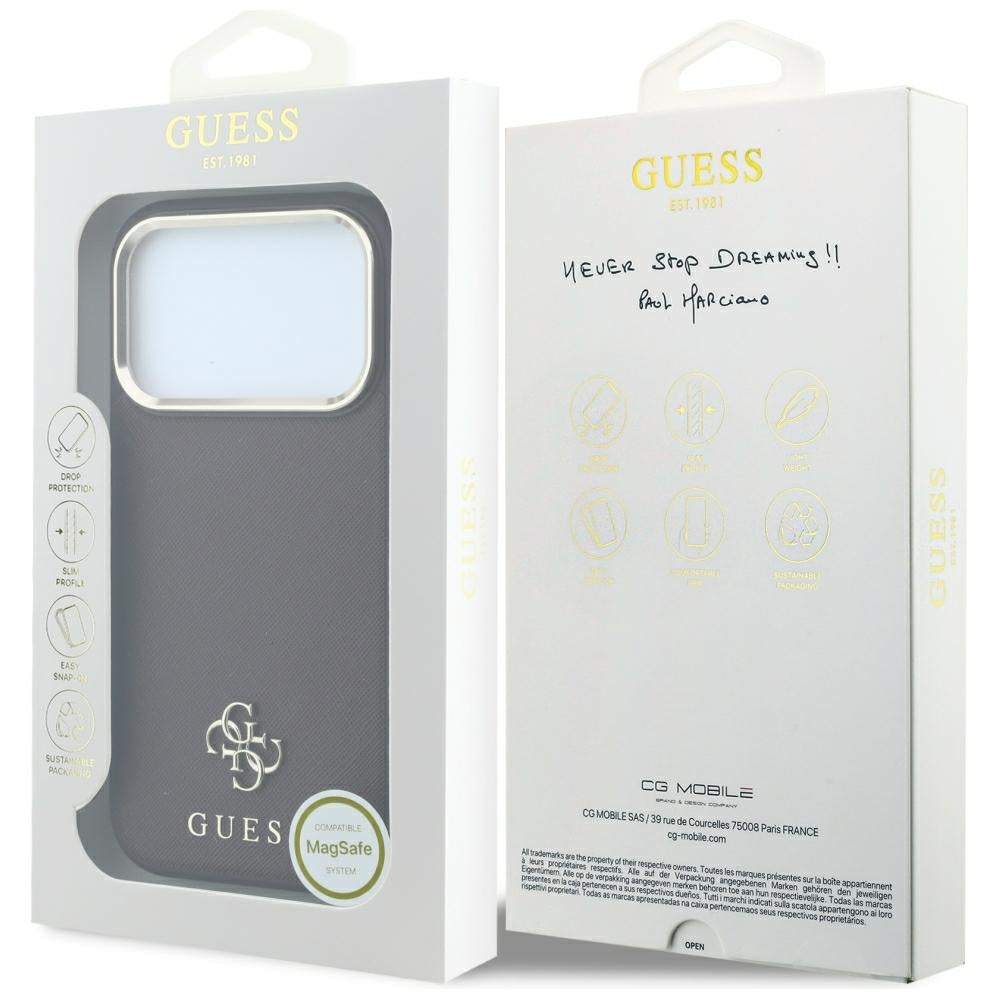 Husă Guess Saffiano Small 4G Classic MagSafe pentru iPhone 17 Pro Max – burgundy — imagine 7