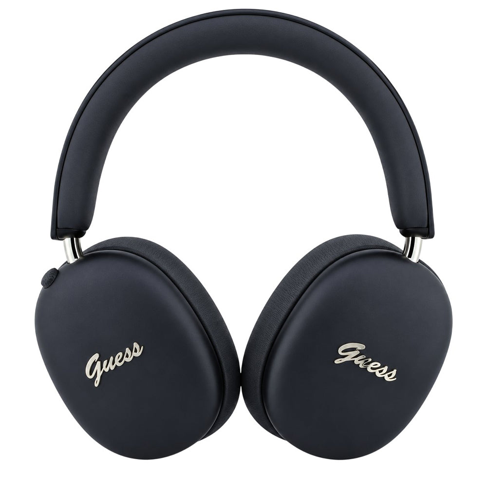 Căști GUESS Metal Script Logo negre, vedere frontală