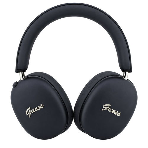 Căști GUESS Metal Script Logo negre, vedere frontală