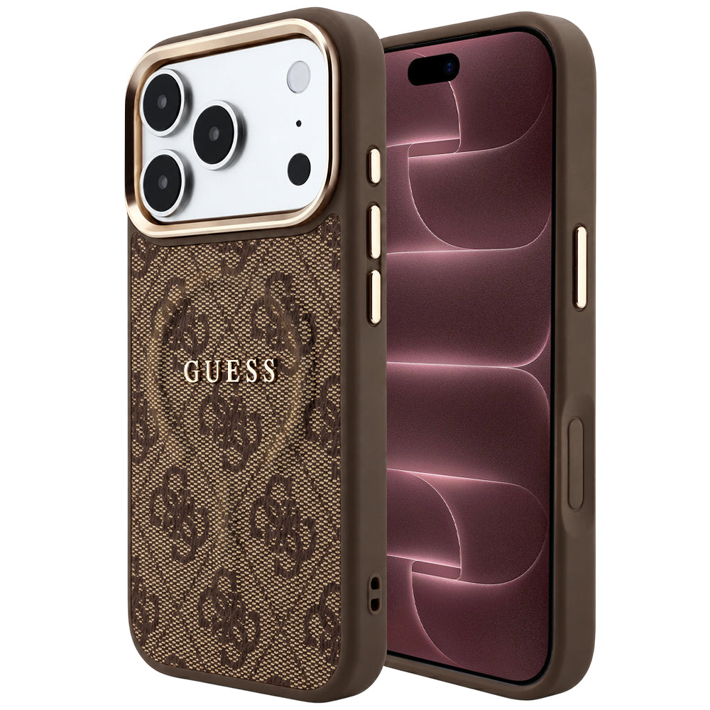 Husă Guess 4G Embossed Classic MagSafe pentru iPhone 17 Pro Max – maro — imagine 1