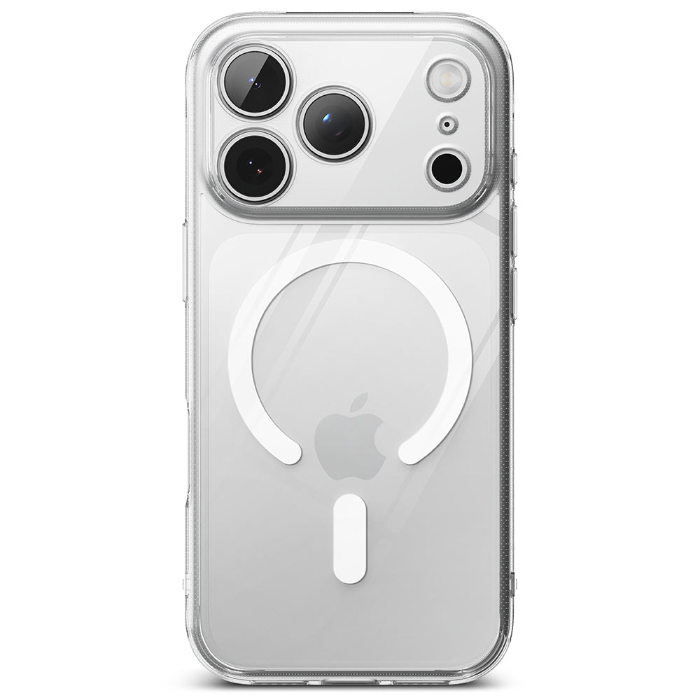 Ringke Fusion MagSafe iPhone 17 Pro Clear – spate transparent cu inel magnetic alb