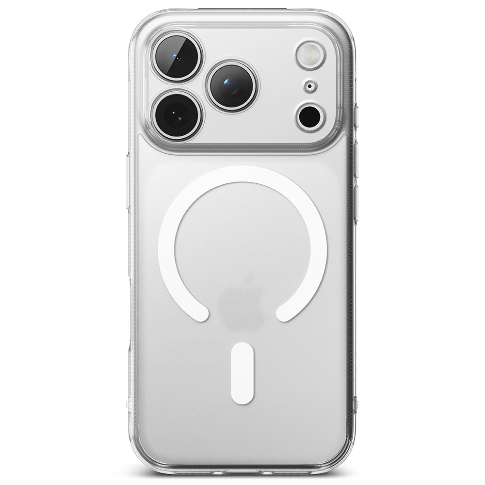 Ringke Fusion MagSafe iPhone 17 Pro Matte Clear – spate cu inel magnetic alb