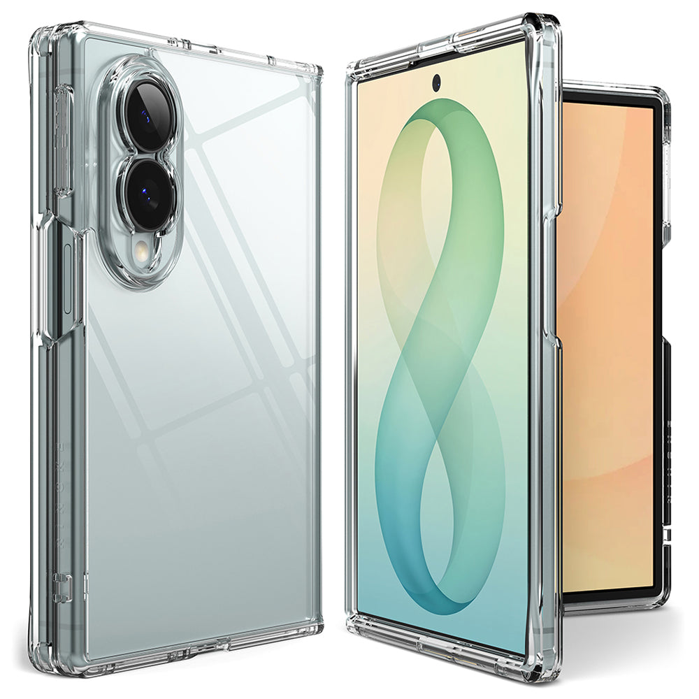 Husă Ringke Fusion Galaxy Z Fold8 Clear – spate și ecran cu telefonul pliat