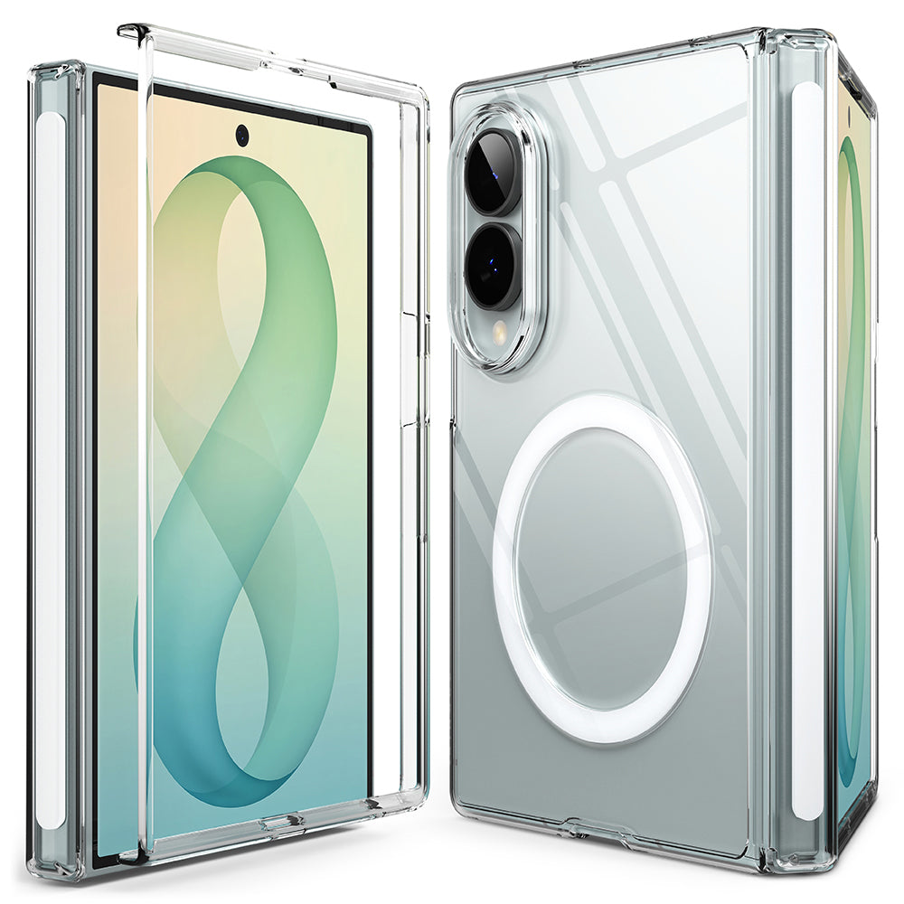 Ringke Fusion Air Flap MagSafe Galaxy Z Fold8 Clear – telefon deschis, carcasă frontală și spate