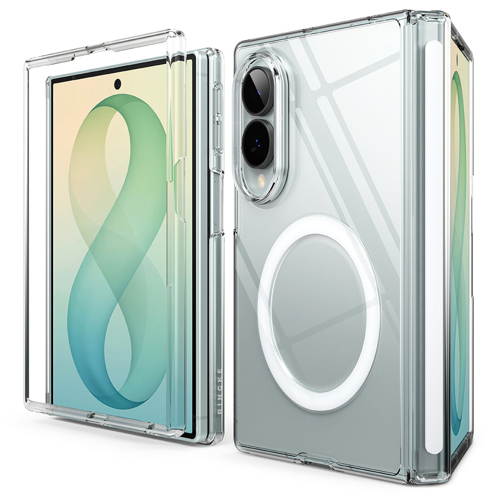 Ringke Fusion Air Flap MagSafe Galaxy Z Fold8 Clear – vedere laterală și inel magnetic