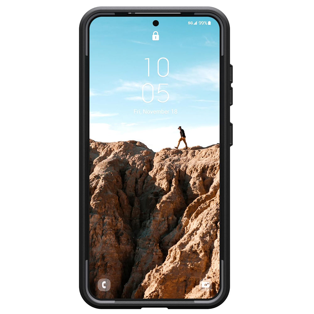 UAG Civilian MagSafe Black Galaxy S25 – vedere frontală cu margine ridicată