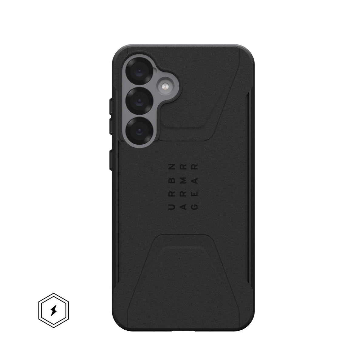 UAG Civilian MagSafe Black Galaxy S25 Plus – vedere spate cu telefon montat