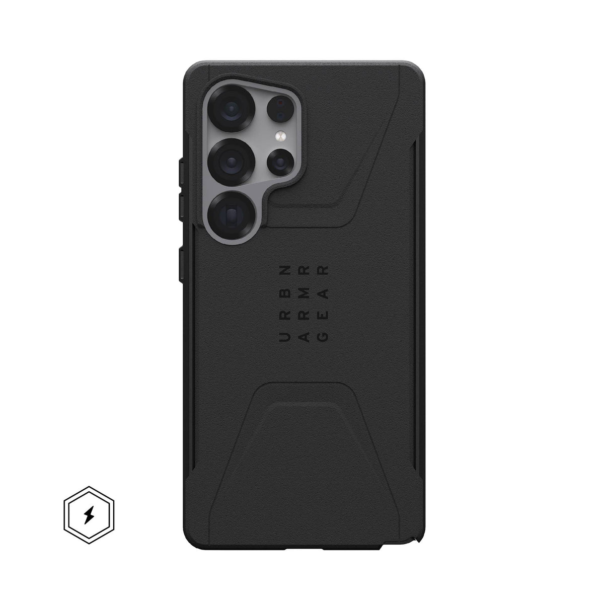 UAG Civilian MagSafe Black Galaxy S25 Ultra – vedere spate cu telefon montat