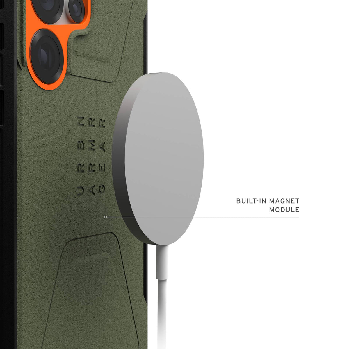 UAG Civilian MagSafe Olive Orange Galaxy S25 Ultra – modul magnetic pentru accesorii MagSafe
