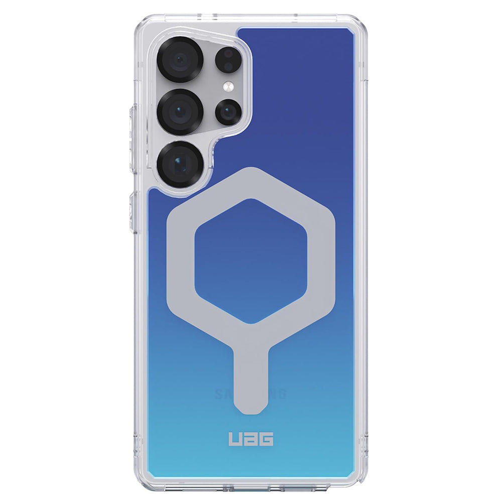 UAG Plyo Pro Blue Ombré Galaxy S25 Ultra – vedere din spate cu telefon montat