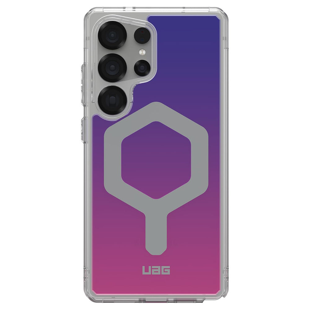 UAG Plyo Pro Purple Pink Ombré Galaxy S25 Ultra – vedere din spate cu telefon montat