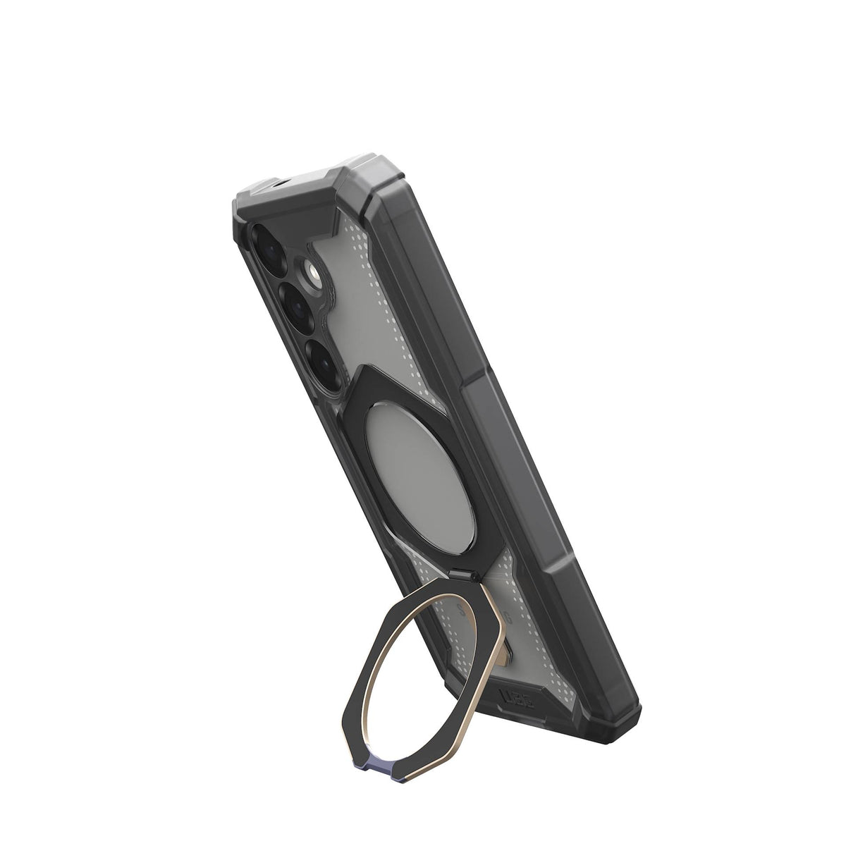 UAG Plasma XTE Ash/Titanium Galaxy S25 – poziționare verticală cu suport deschis