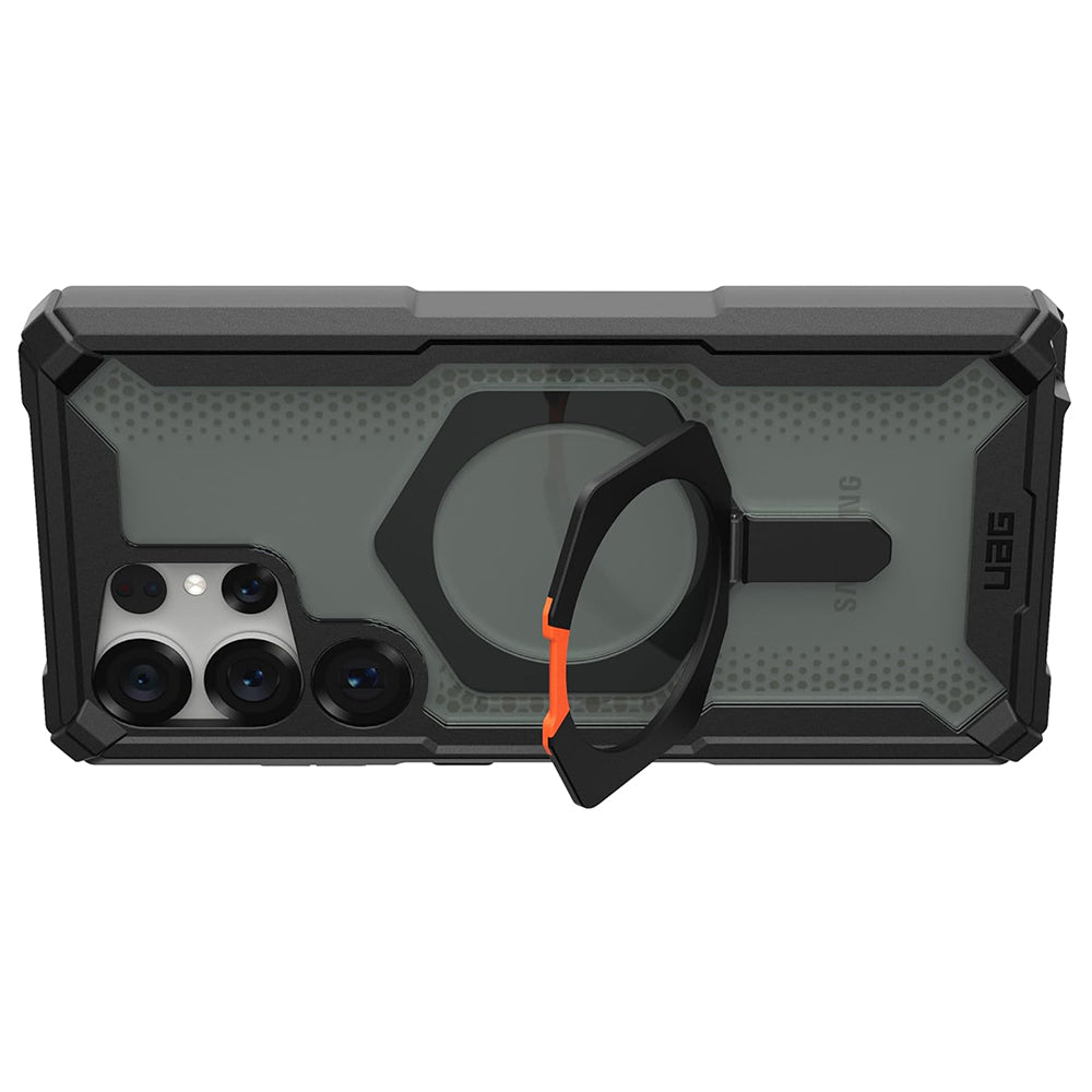 UAG Plasma XTE Black/Orange Galaxy S25 Ultra – poziționare orizontală cu suport deschis