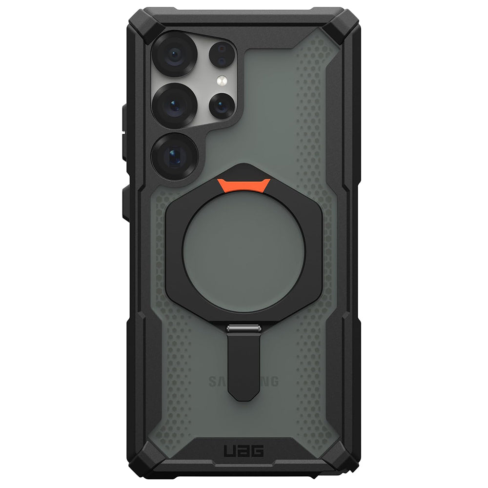 UAG Plasma XTE Black/Orange Galaxy S25 Ultra – panou fumuriu și suport negru cu accent portocaliu