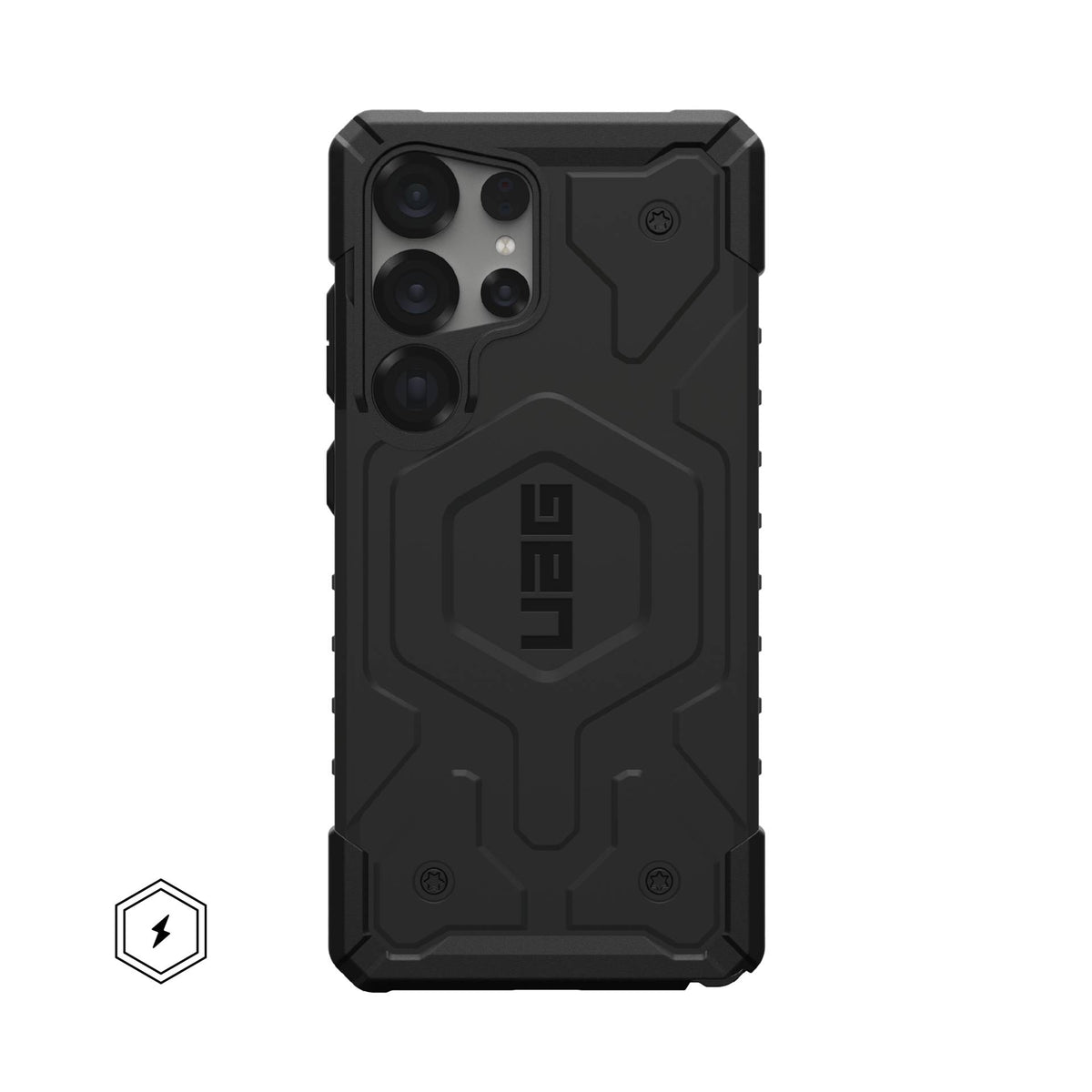 UAG Pathfinder MagSafe Black Galaxy S25 Ultra – spate negru opac cu telefon montat
