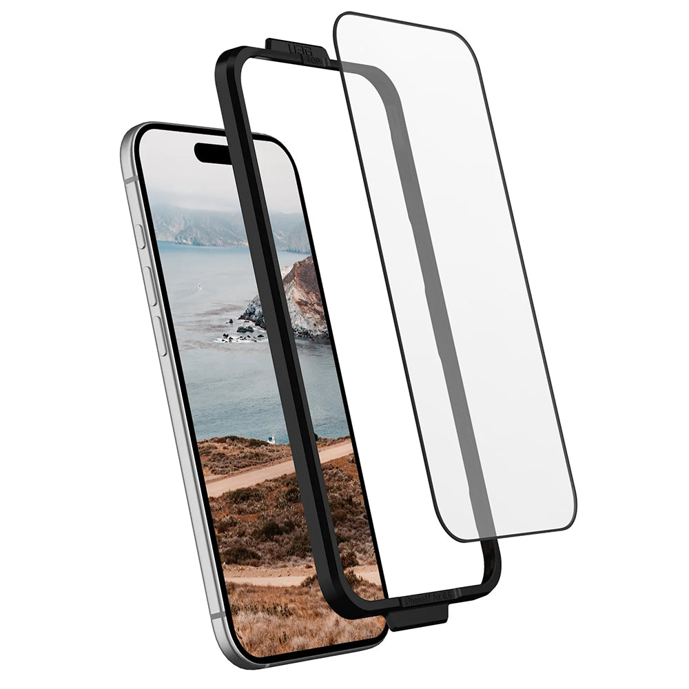 Folie de sticlă UAG Glass Shield pentru iPhone Air – ramă neagră – imagine 4 din 7