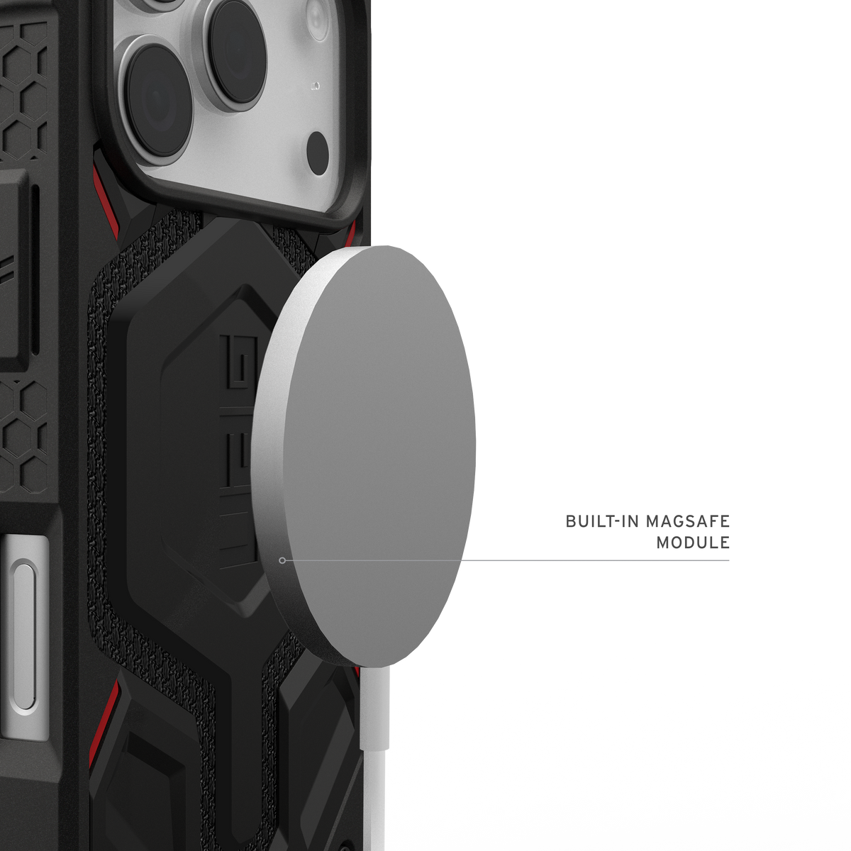 UAG Monarch Pro Kevlar Black – modul MagSafe cu încărcător ilustrativ