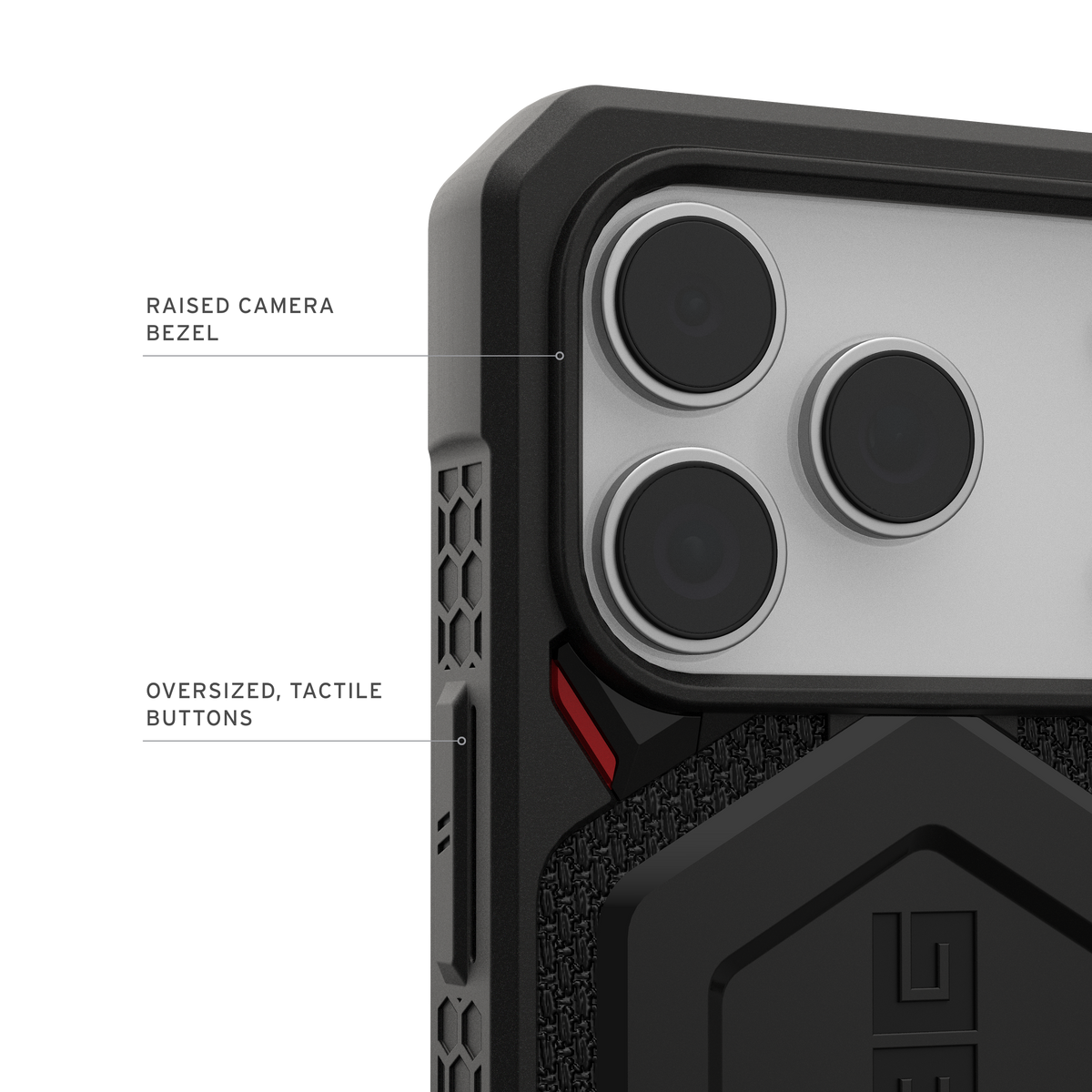 UAG Monarch Pro Kevlar Black – contur ridicat al camerei și butoane