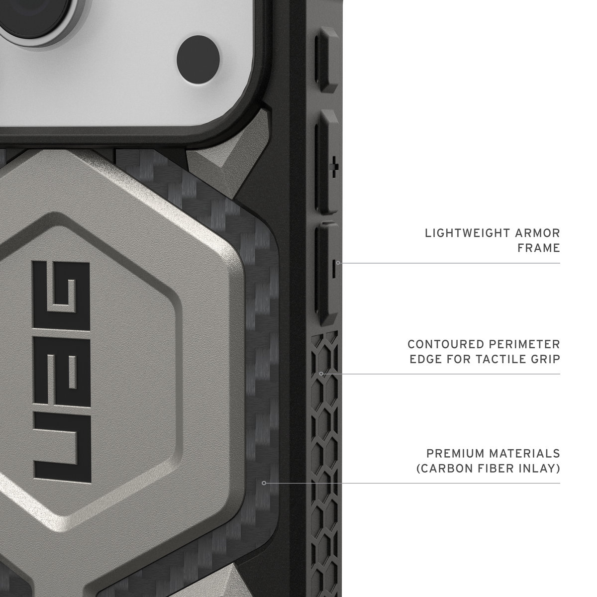 UAG Monarch Pro Titanium iPhone 17 Pro – inserție din fibră de carbon și grip