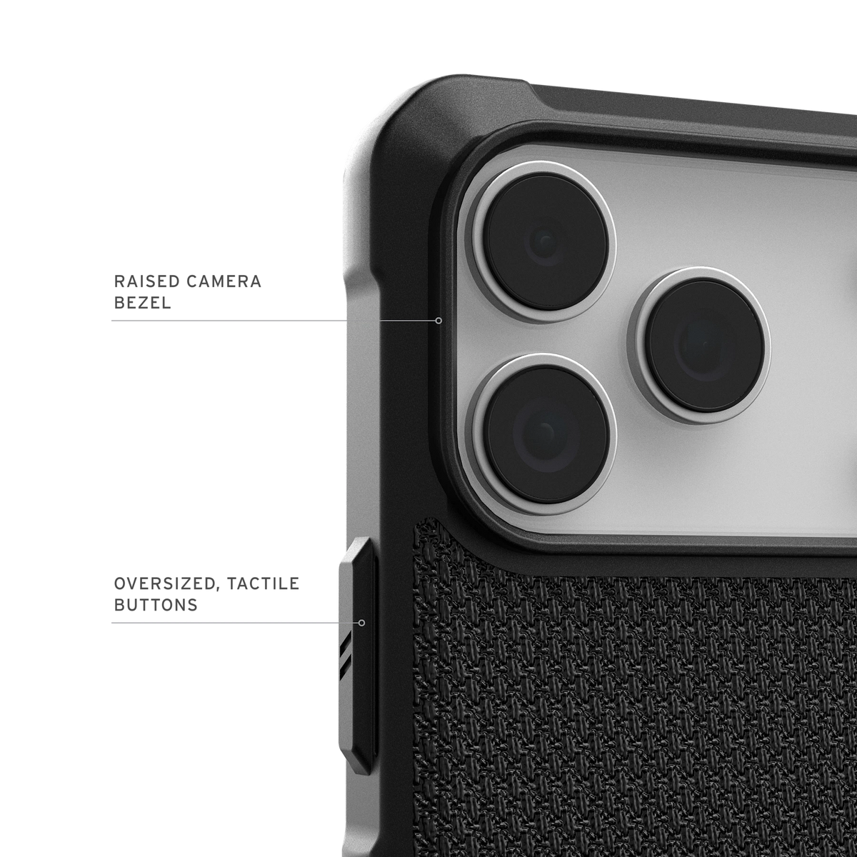 UAG Metropolis LT Kevlar Black – contur ridicat al camerei și butoane tactile