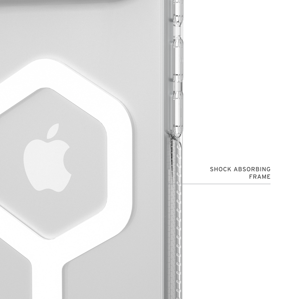 UAG Plyo iPhone Air – cadru amortizant și inel magnetic alb