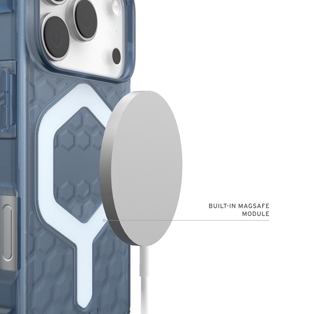 UAG Essential Armor Cloud Blue – modul MagSafe cu încărcător ilustrativ