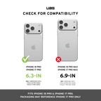 Diagramă UAG – compatibilitate iPhone 17 Pro și 18 Pro, nu Pro Max