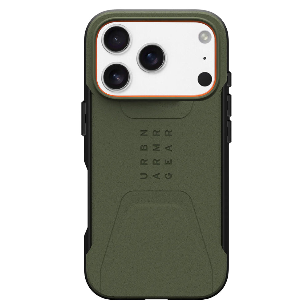 Husă UAG Civilian MagSafe pentru iPhone 17 Pro Max – verde măsliniu / portocaliu – imagine 1 din 5