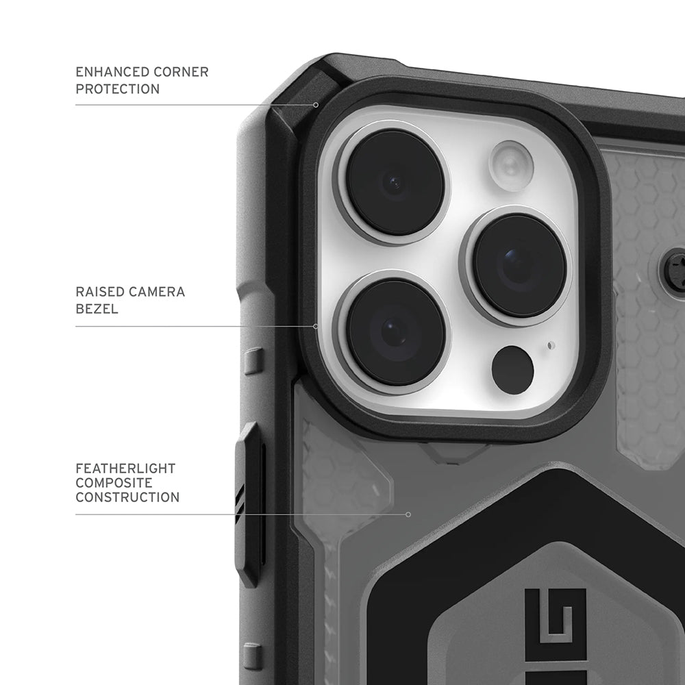 UAG Pathfinder Clear Ash / Black – contur pentru cameră și colțuri, imagine ilustrativă