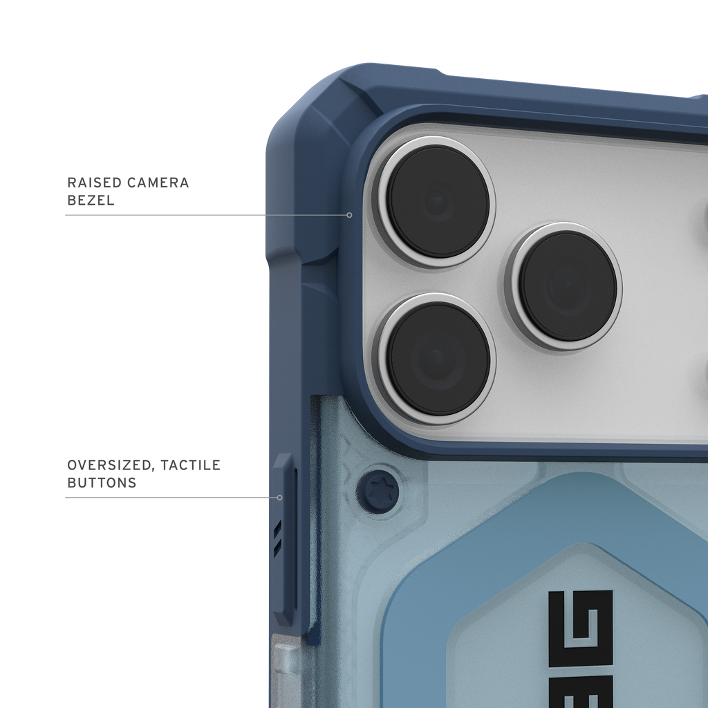 UAG Pathfinder Clear Blues – contur ridicat pentru cameră și butoane