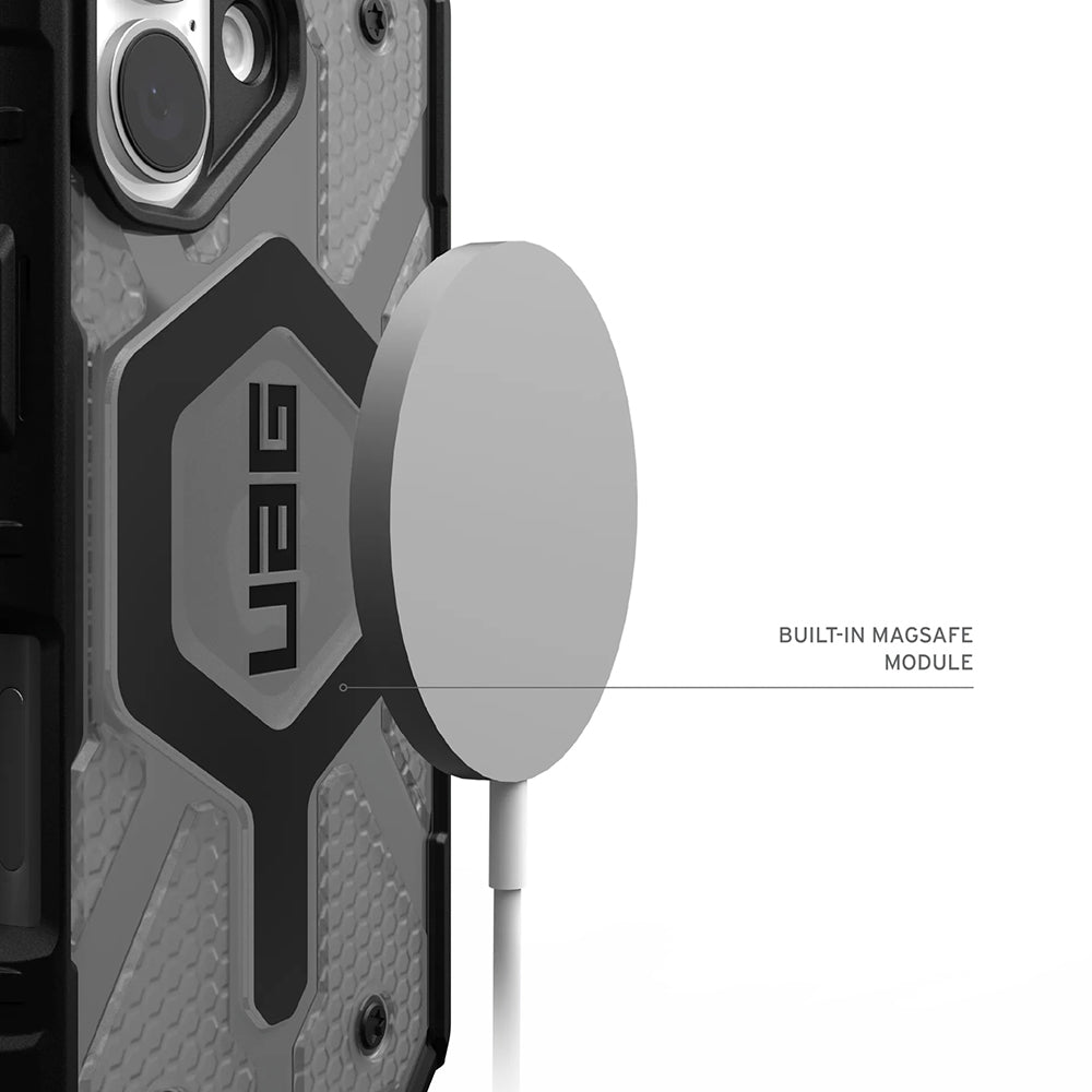 UAG Pathfinder Clear Ash / Black – încărcare MagSafe, încărcător ilustrativ