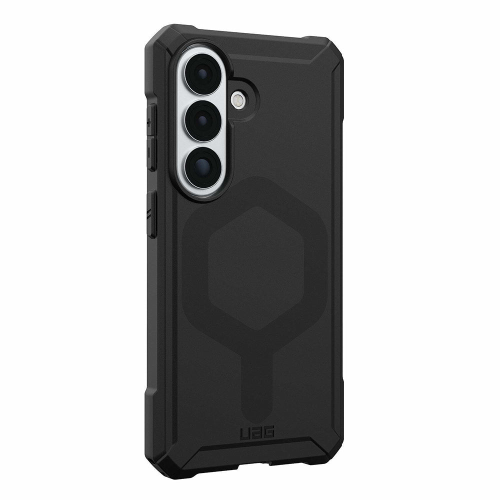 UAG Essential Armor Black Galaxy S26 – vedere oblică dinspre stânga