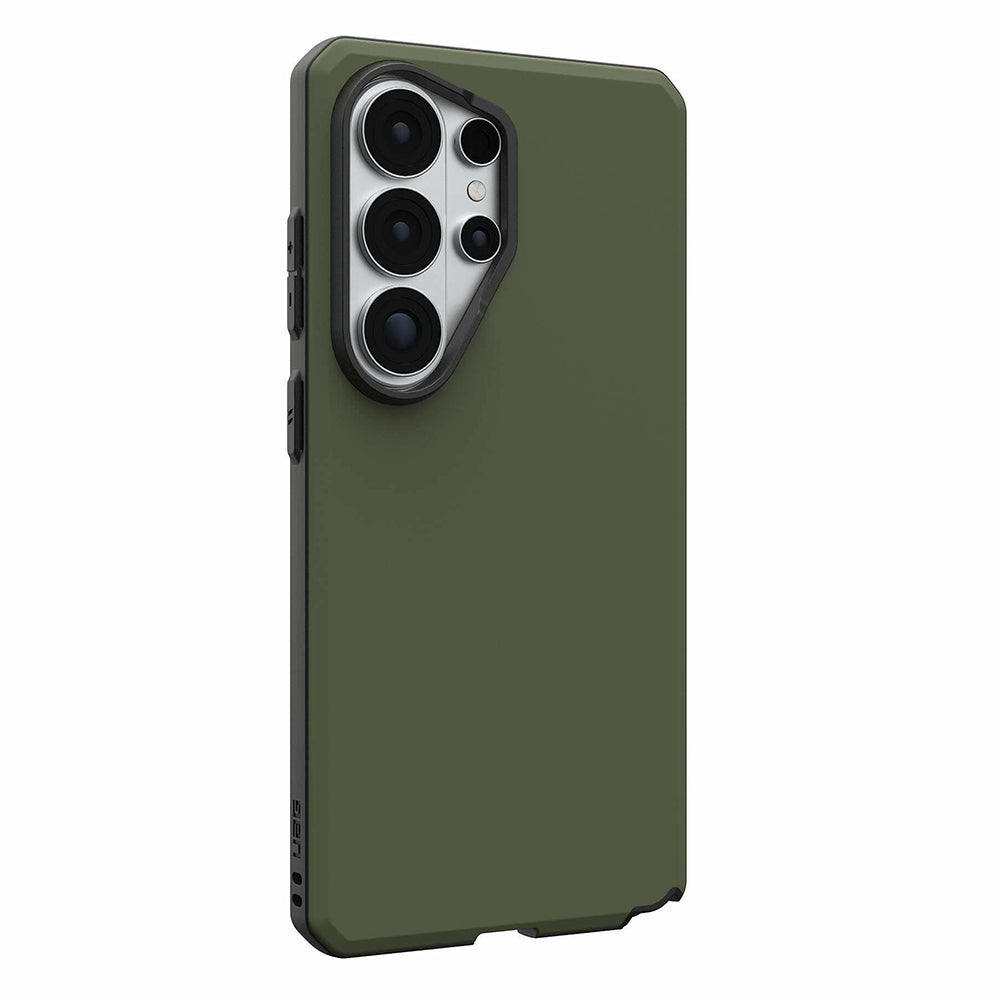 UAG Civilian LT Olive Drab Galaxy S26 Ultra – vedere oblică dinspre butoane