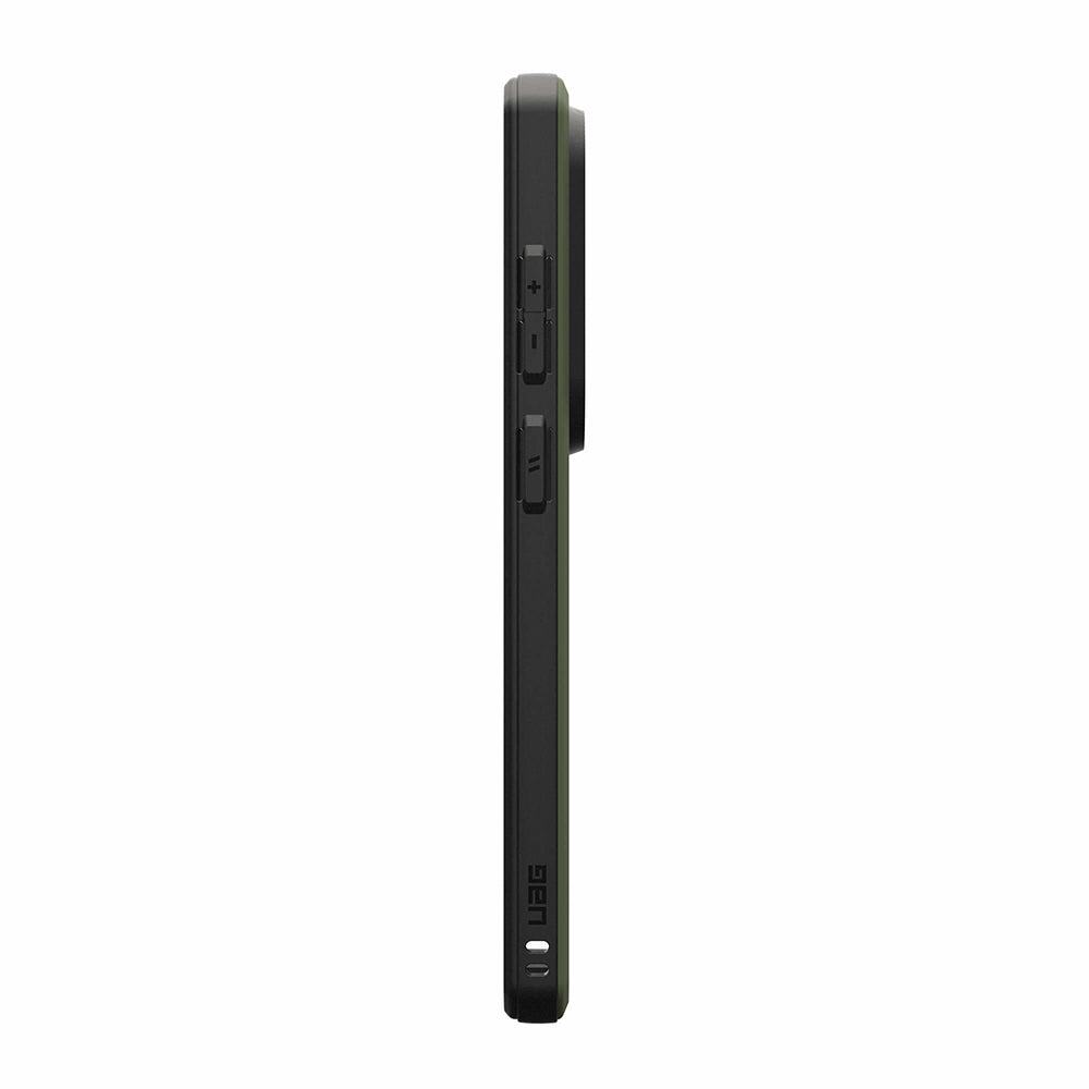 UAG Civilian LT Olive Drab Galaxy S26 Ultra – profil cu butoanele protejate