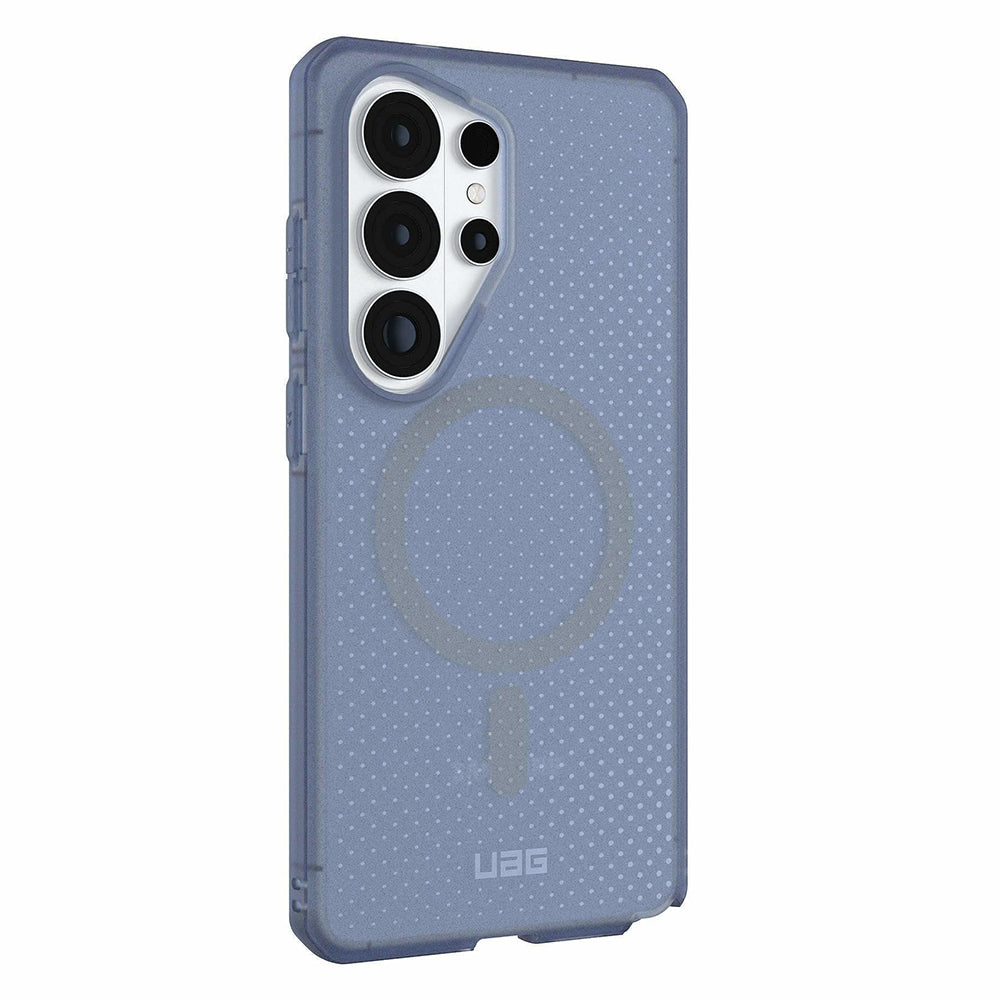 UAG Dot Cloud Blue Galaxy S26 Ultra – vedere oblică dinspre stânga