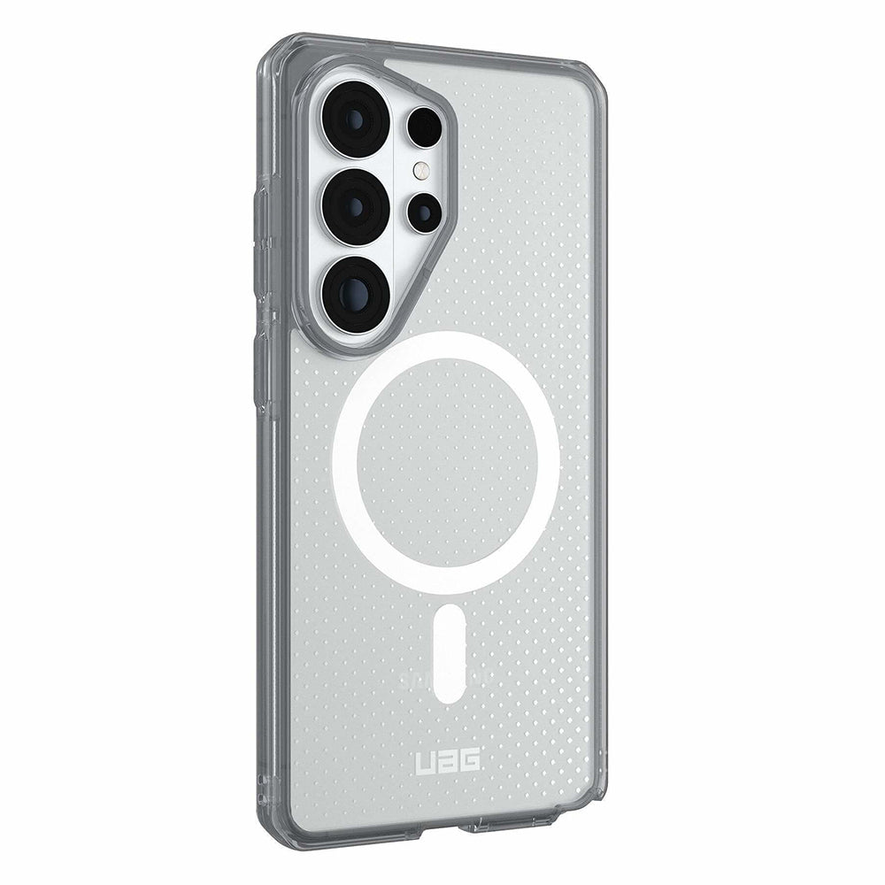 UAG Dot True Clear Ice/Ash Galaxy S26 Ultra – vedere oblică dinspre stânga