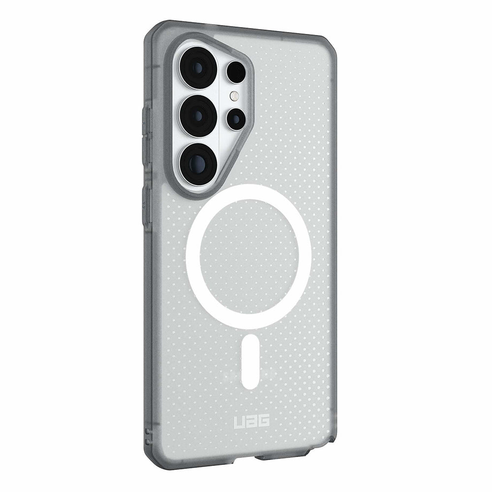 UAG Dot Frosted Ice/Ash Galaxy S26 Ultra – vedere oblică dinspre stânga