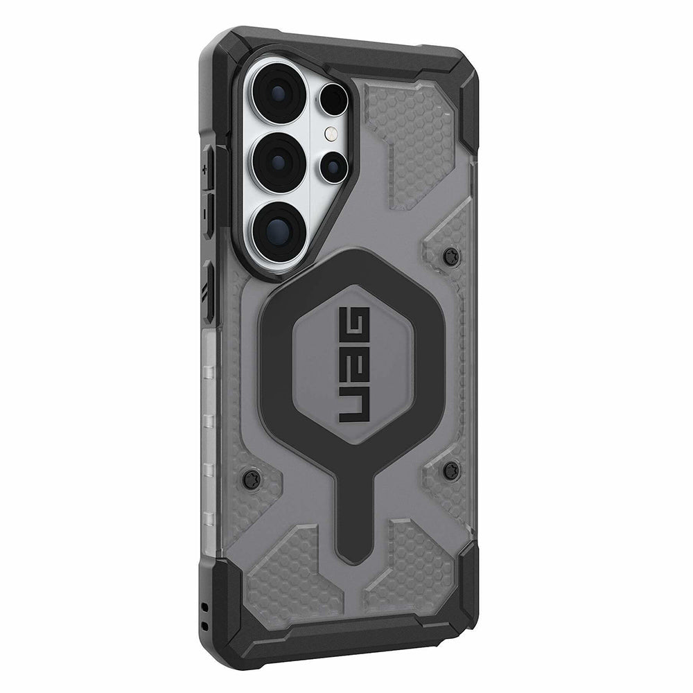 UAG Pathfinder Clear Galaxy S26 Ultra – vedere oblică dinspre butoane